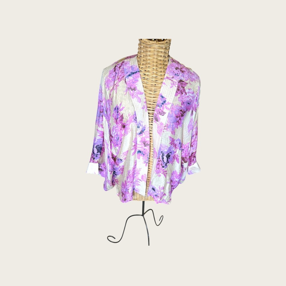 Floral Print Lightweight Kimono Cover Up-One Size